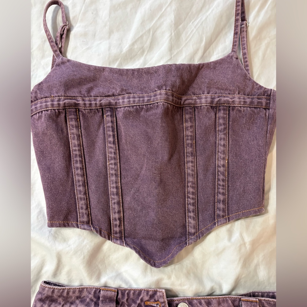 By.Dylan revolve two piece set Asymmetrical Purple Denim Skirt - Picture 3 of 4